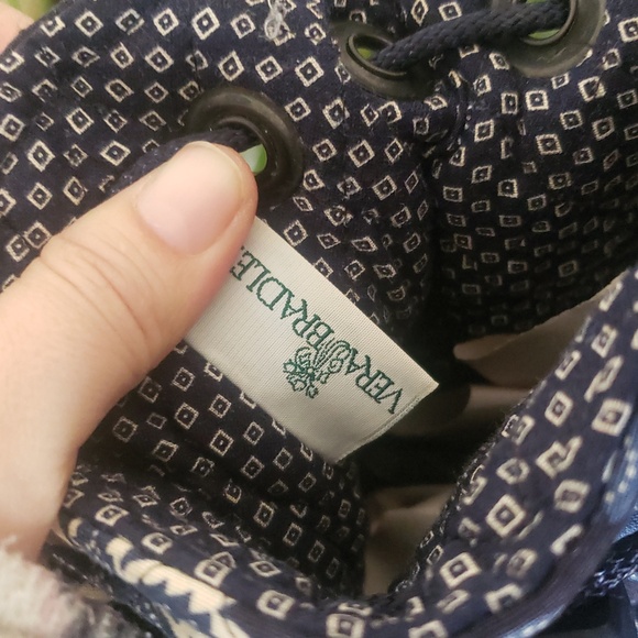 Vintage Vera Bradley Blue Coin Quilted Drawstring Backpack Bag - Picture 6 of 8